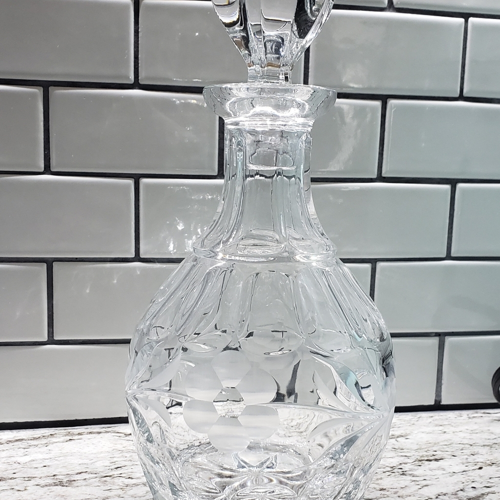 Gorham Floral Etched Crystal Decanter
